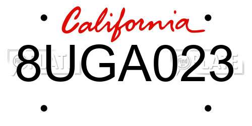 8UGA023 California License Plate