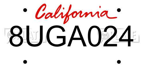 8UGA024 California License Plate