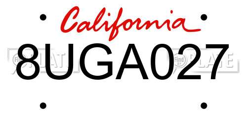 8UGA027 California License Plate