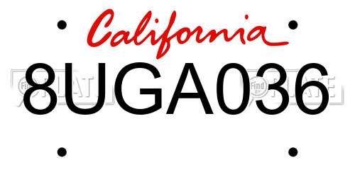 8UGA036 California License Plate