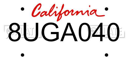 8UGA040 California License Plate