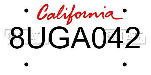 8UGA042 California License Plate