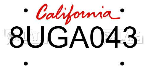8UGA043 California License Plate