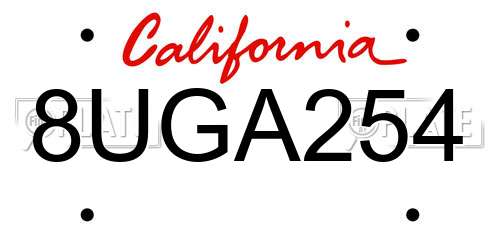 8UGA254 California License Plate