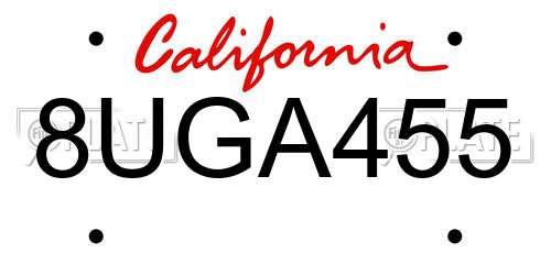 8UGA455 California License Plate