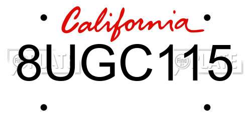 8UGC115 California License Plate