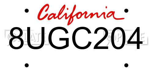 8UGC204 California License Plate