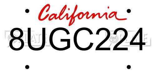8UGC224 California License Plate