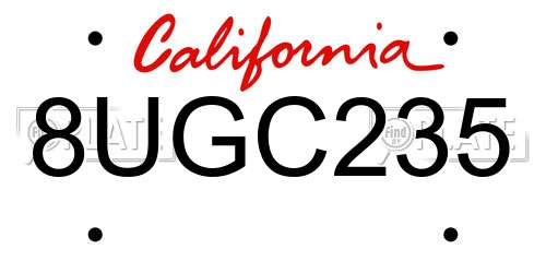 8UGC235 California License Plate