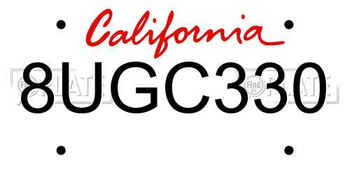 8UGC330 California License Plate