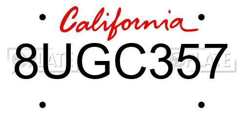 8UGC357 California License Plate