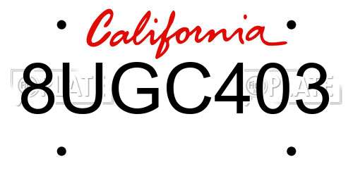 8UGC403 California License Plate