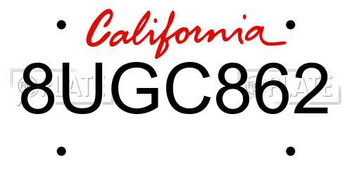8UGC862 California License Plate