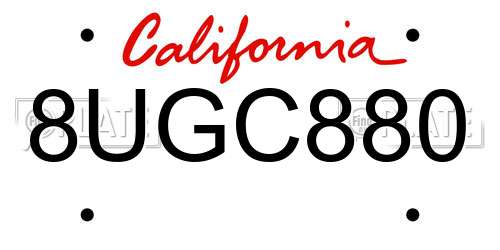 8UGC880 California License Plate