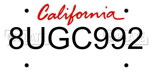 8UGC992 California License Plate