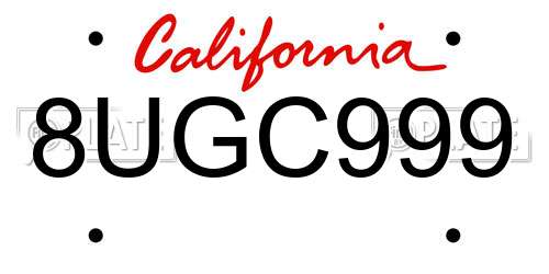 8UGC999 California License Plate