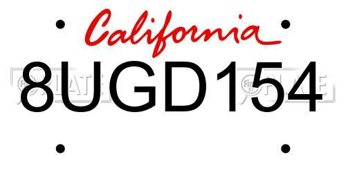 8UGD154 California License Plate