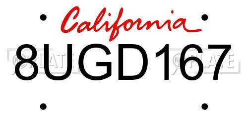 8UGD167 California License Plate