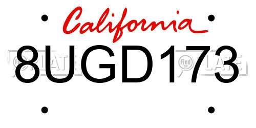 8UGD173 California License Plate