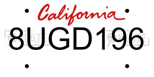 8UGD196 California License Plate
