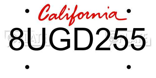 8UGD255 California License Plate