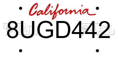 8UGD442 California License Plate