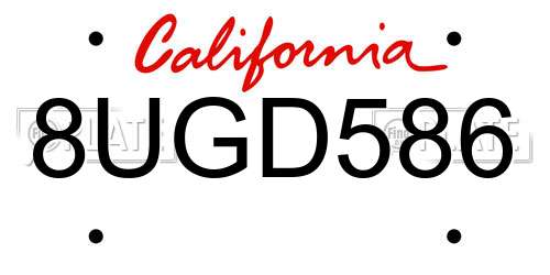 8UGD586 California License Plate