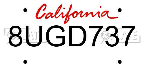 8UGD737 California License Plate