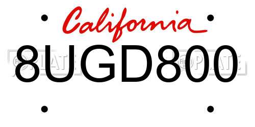 8UGD800 California License Plate