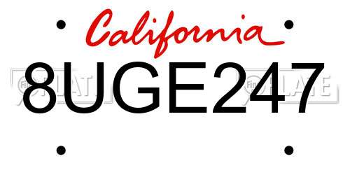 8UGE247 California License Plate