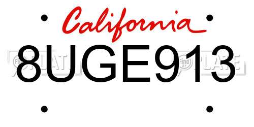 8UGE913 California License Plate