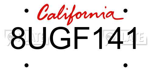 8UGF141 California License Plate