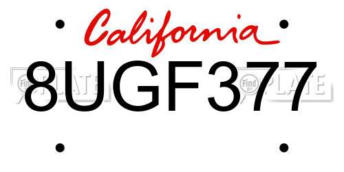 8UGF377 California License Plate