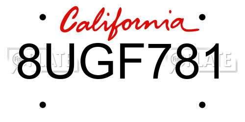 8UGF781 California License Plate