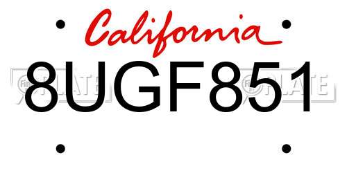 8UGF851 California License Plate