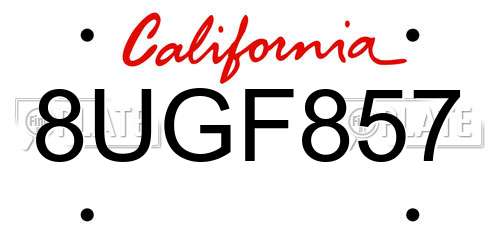 8UGF857 California License Plate