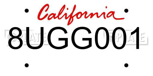 8UGG001 California License Plate