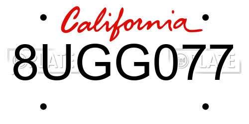 8UGG077 California License Plate