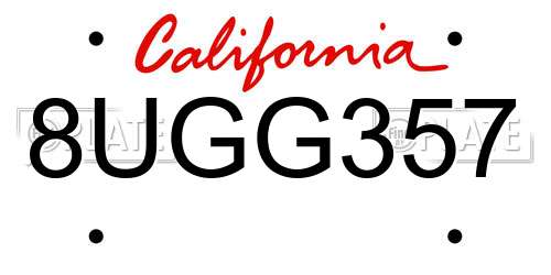 8UGG357 California License Plate