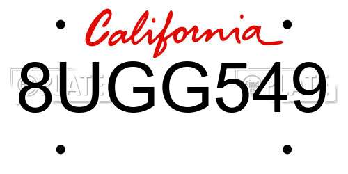 8UGG549 California License Plate