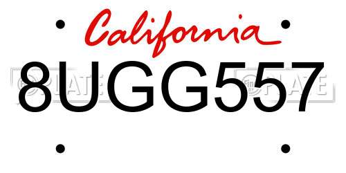 8UGG557 California License Plate