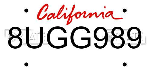 8UGG989 California License Plate