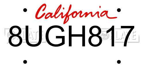 8UGH817 California License Plate