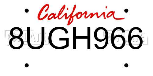 8UGH966 California License Plate