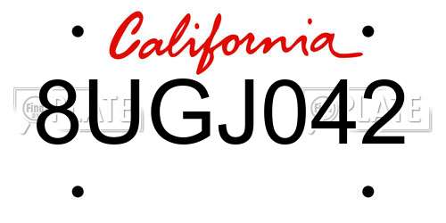 8UGJ042 California License Plate