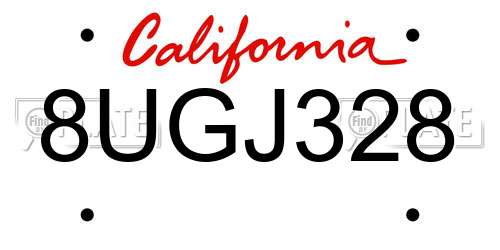 8UGJ328 California License Plate