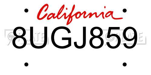 8UGJ859 California License Plate
