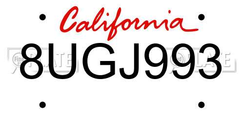 8UGJ993 California License Plate