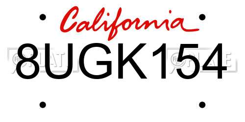 8UGK154 California License Plate