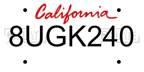 8UGK240 California License Plate